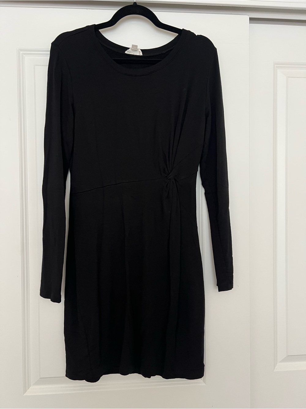 LOFT Black Long-Sleeve Twist-Waist Dress